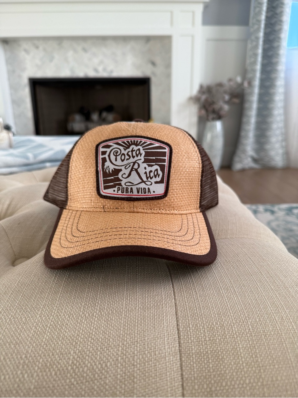 Pura Vida Straw Trucker Hat - Brown/Tan